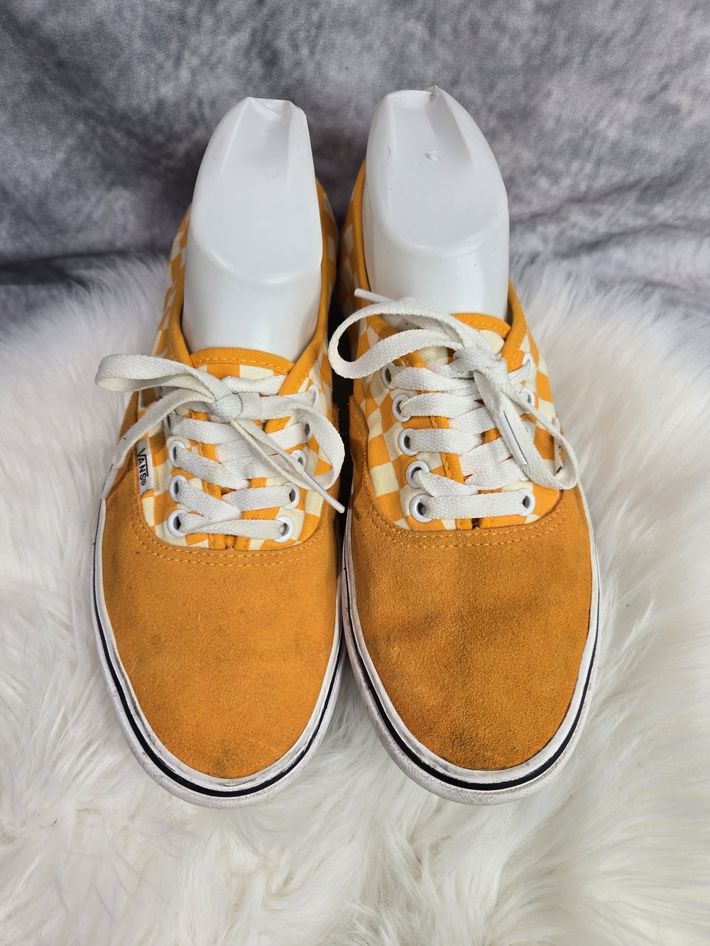 Vans Orange Checkerboard Lace-Up Sneakers